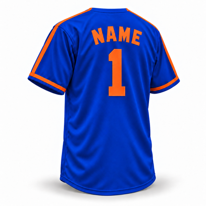Brooklyn Royal Giants NLB jersey, royal blue back with orange NAME and number 1.
