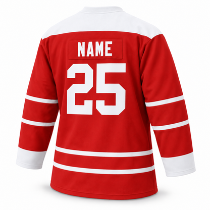 Calgary Stampeders WHL red jersey back, white NAME and number 25.