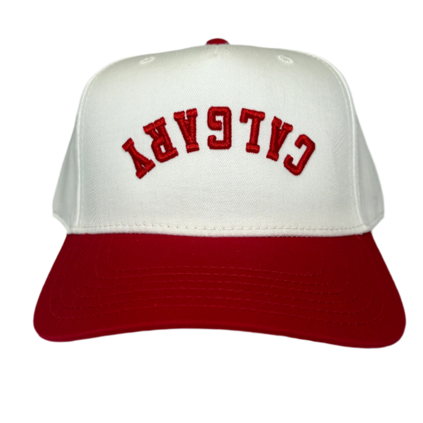 Calgary Upside Down Baseball Cap - Red/White / One Size - Hats