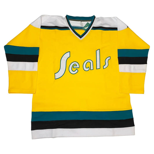 California Golden Seals proposed yellow concept jersey with teal and black trim — Royal Retros