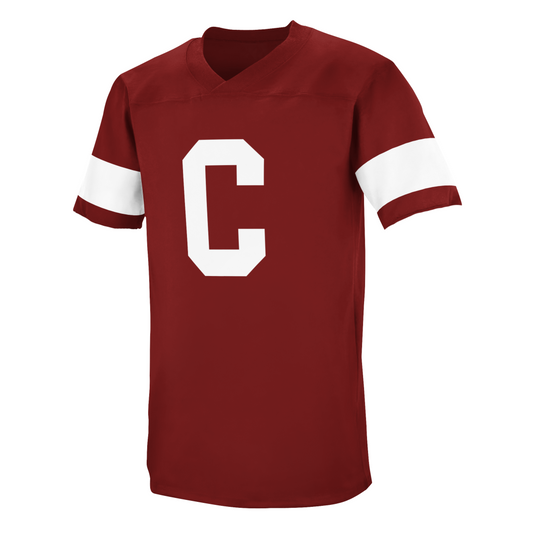 Canton Bulldogs Football Jersey - Jerseys-maroon- Large white C on chest. White bands, mid-sleeve. Royal Retros