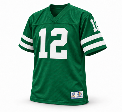 Chicago Winds WFL jersey, Kelly green with white number 12 and two white sleeve stripes, front view