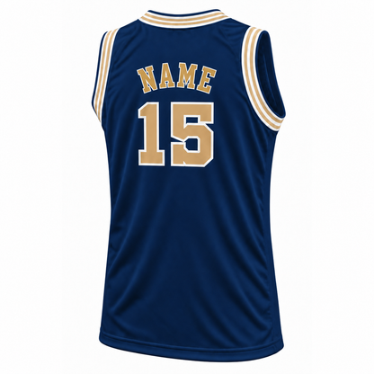 Chicago Zephyrs 1962–1963 navy jersey back mockup, NAME and number 15 in old gold with white outlines.