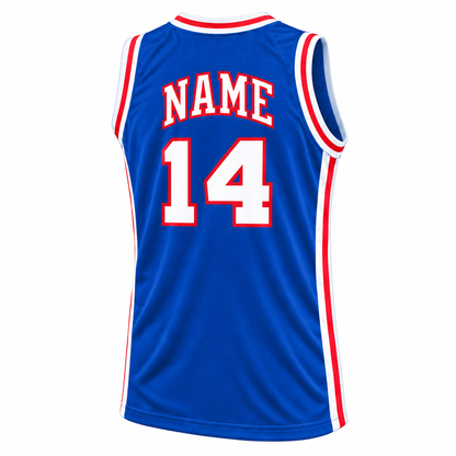 Cincinnati Royals royal blue jersey back, custom name above number 14 — Royal Retros