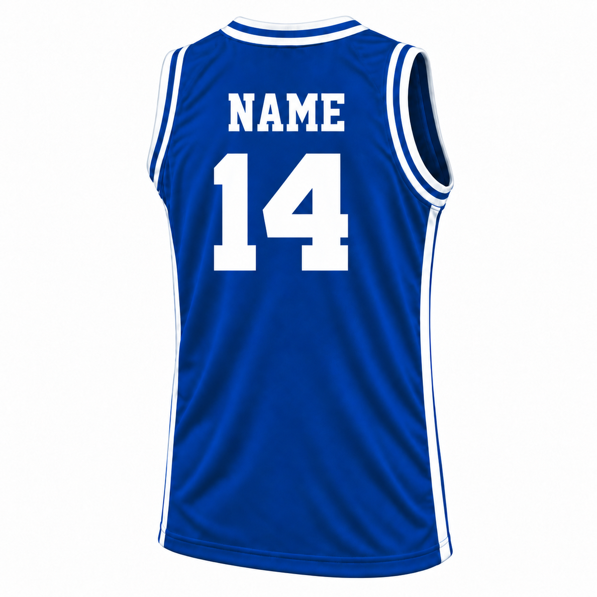1969 Cincinnati Royals blue jersey back, custom name above number 14 — Royal Retros