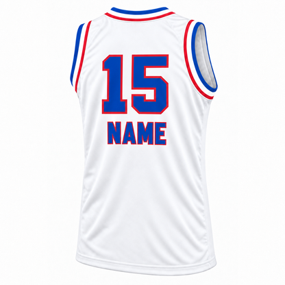 1971 Cincinnati Royals white jersey mockup, back, blue number 15 and NAME below with red outlines.