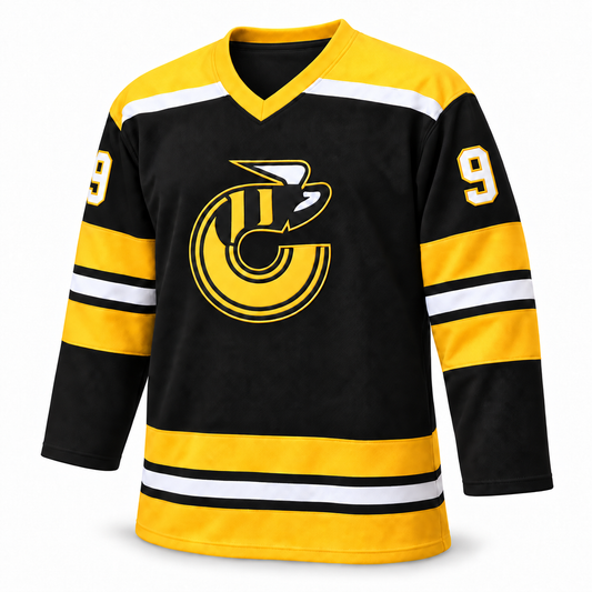 Cincinnati Stingers custom black hockey jersey front, number 9