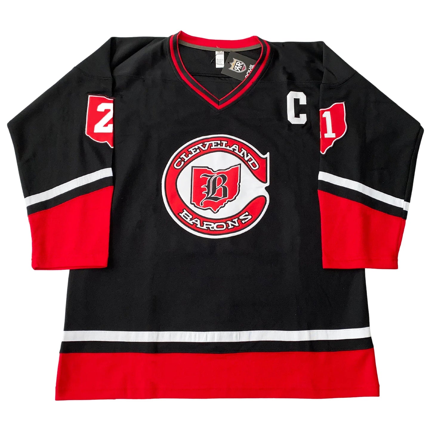 Cleveland Barons black remix jersey with Barons C crest — Royal Retros