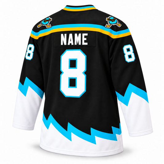 1999 Cleveland Lumberjacks black jersey back, NAME and number 8