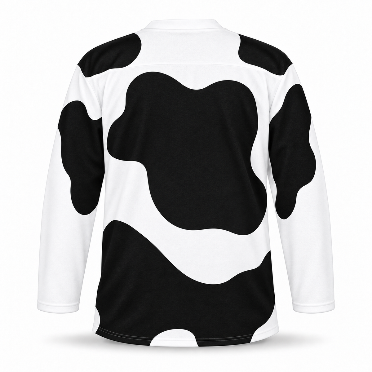 Columbus Mad Cows replica hockey jersey back in white with black Holstein spots