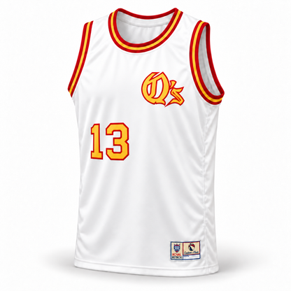 San Diego Conquistadors white alternate Q's jersey front — #13
