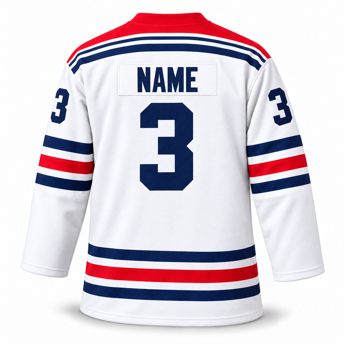 Dayton Gems white jersey back mockup, NAME and number 3
