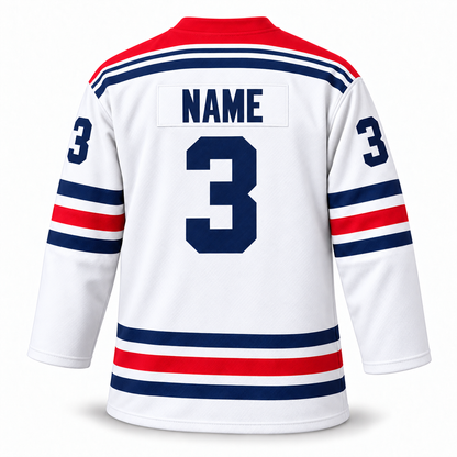 Dayton Gems white jersey back mockup, NAME and number 3