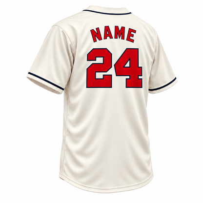 Detroit Stars NLB Jersey cream back, red block NAME and number 24 with navy outline