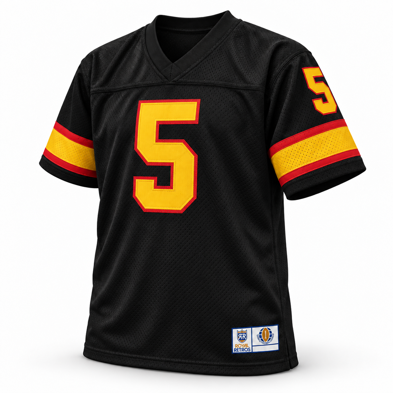 Detroit Wheels WFL black jersey front, number 5