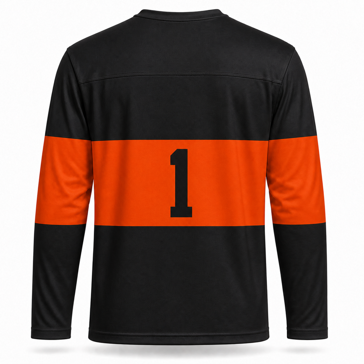 Providence Steam Roller football jersey back in black with an orange stripe and black number 1