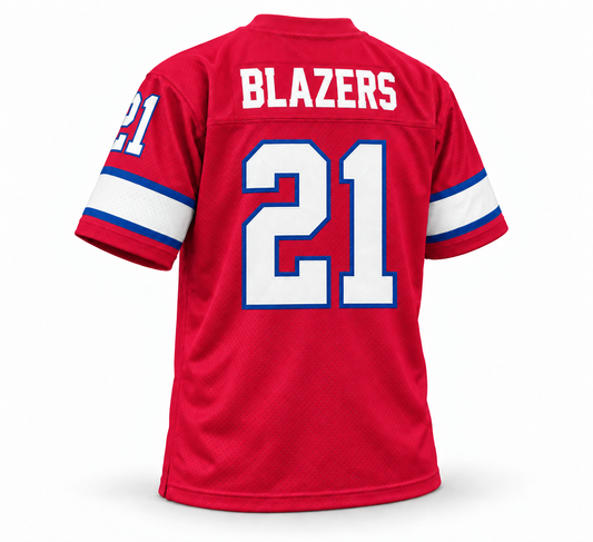 Florida Blazers WFL Jersey — red back, BLAZERS and number 21