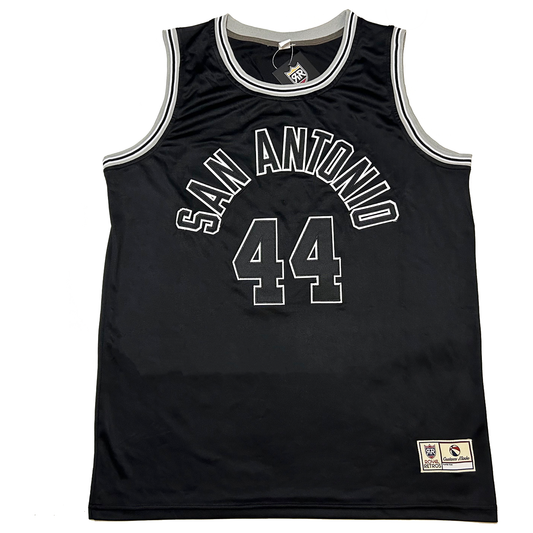 Black San Antonio ABA Jersey featuring bold team graphics, ideal for Spurs fans