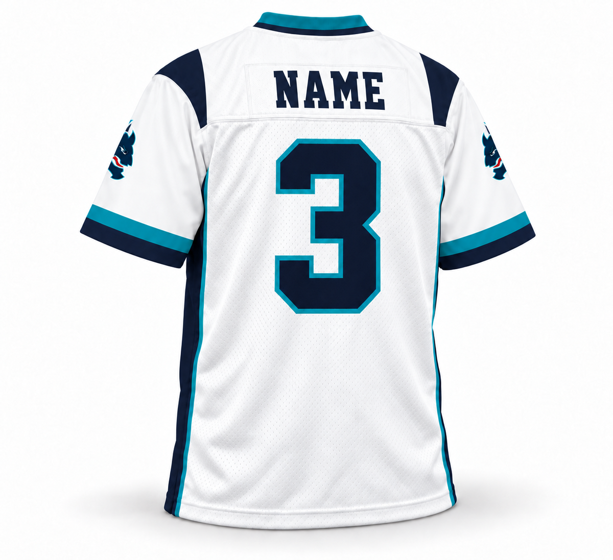 Hamburg Sea Devils WLAF Jersey - White Back - NAME Number 3