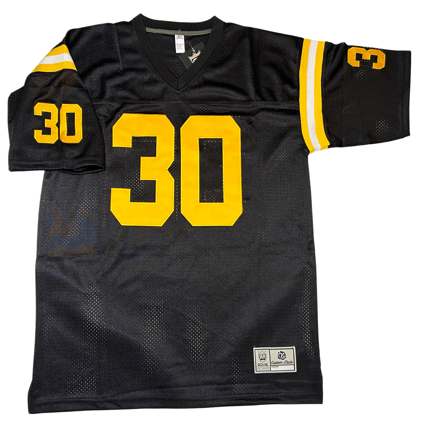 Black Hartford Knights Jersey featuring yellow number 30 with tackle twill detailing