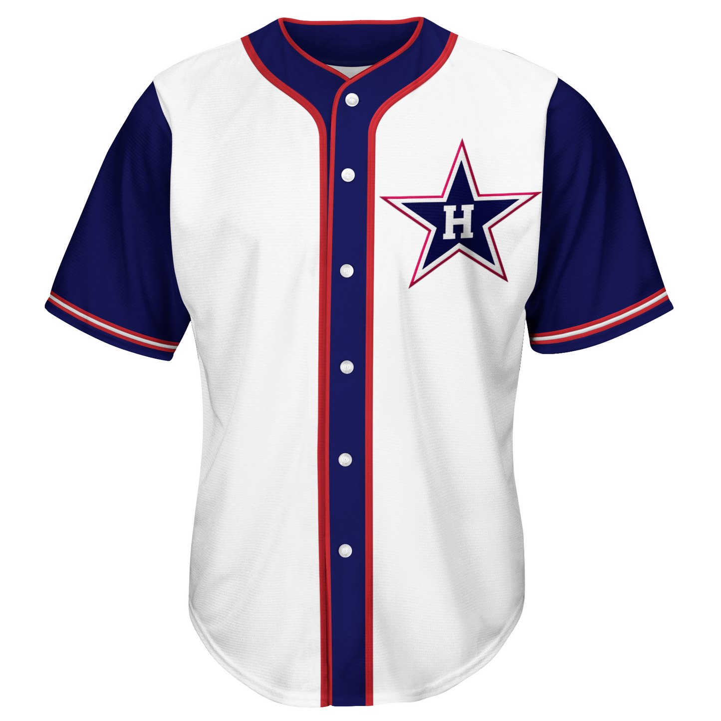 Hollywood Stars Jersey white with blue sleeves  H Star front Royal Retros