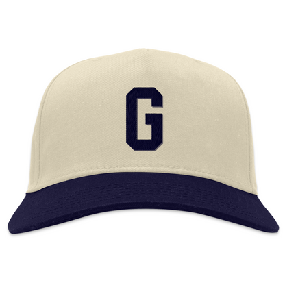 Homestead Grays Snapback Hat. Gray with blue bill. Blue G on front panel. Royal Retros