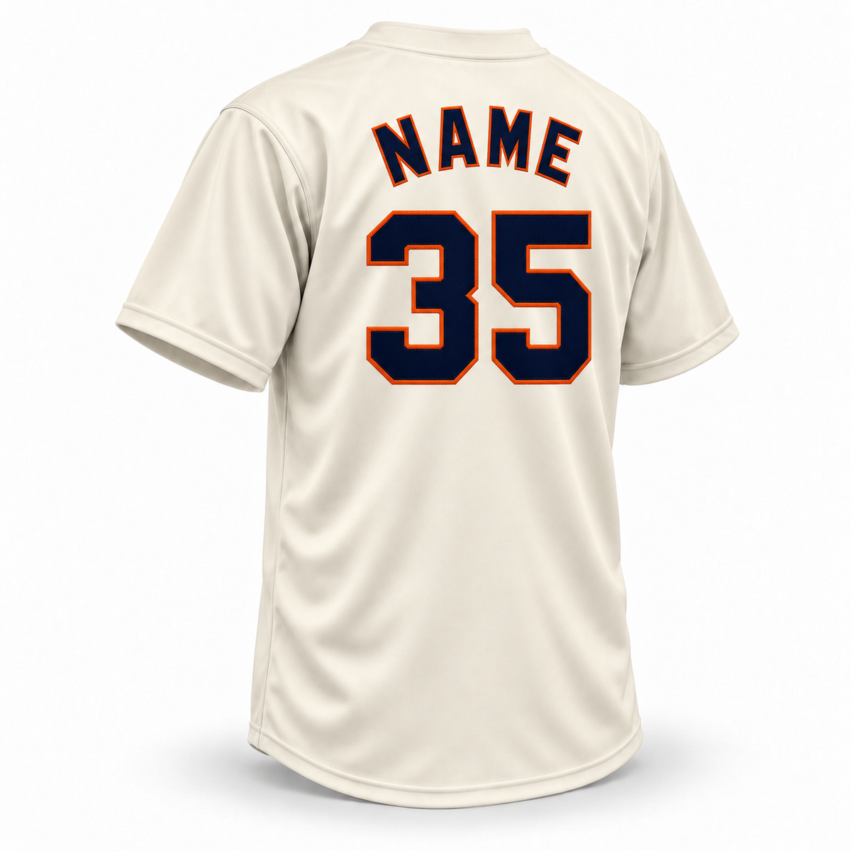 Houston Colt 45's custom jersey - cream back with NAME and number 35 in navy with orange outline