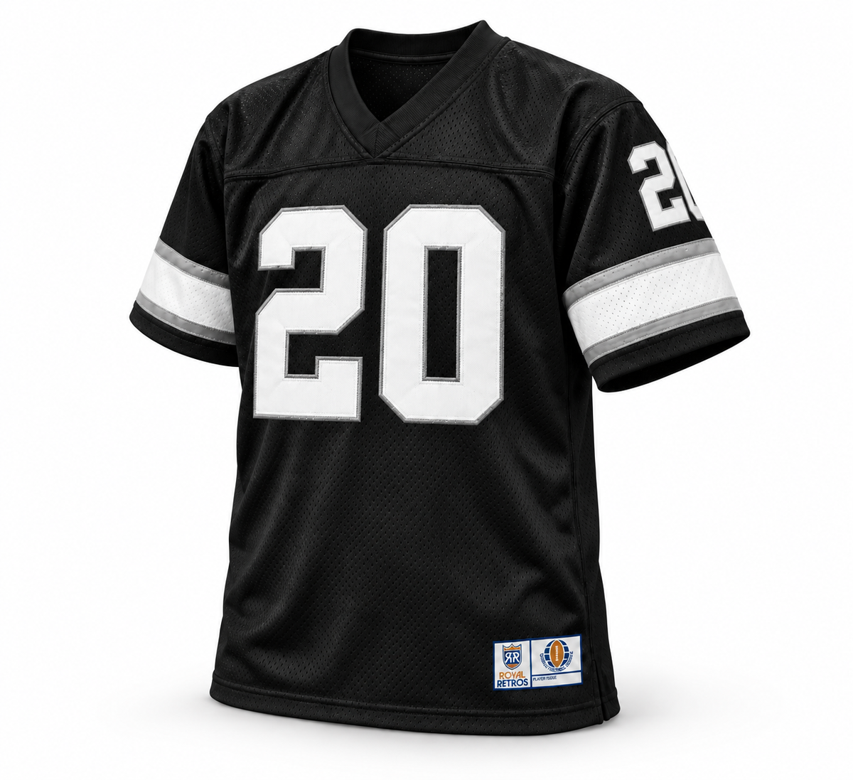 Jacksonville Sharks WFL Jersey black front number 20 Royal Retros