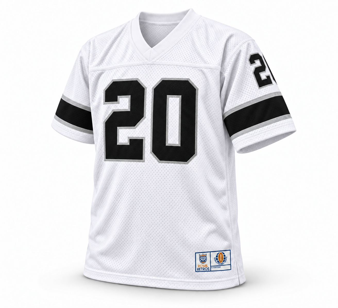 Jacksonville Sharks WFL Jersey white front number 20 Royal Retros