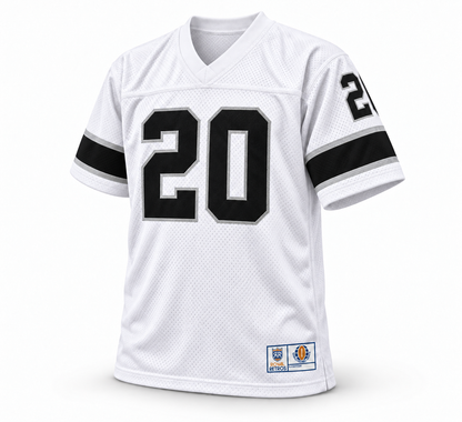 Jacksonville Sharks WFL Jersey white front number 20 Royal Retros