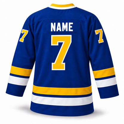 Johnstown Jets blue jersey back mockup, NAME and number 7