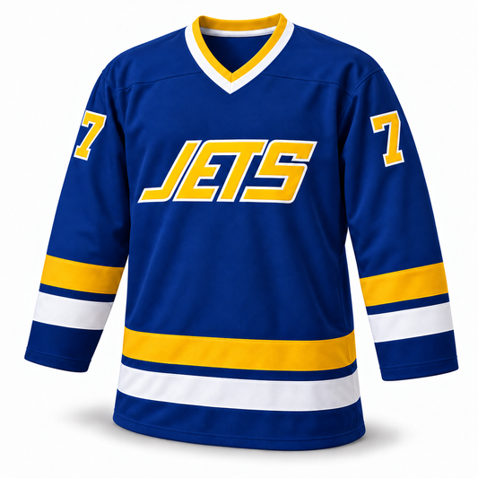 Johnstown Jets blue jersey front mockup, number 7