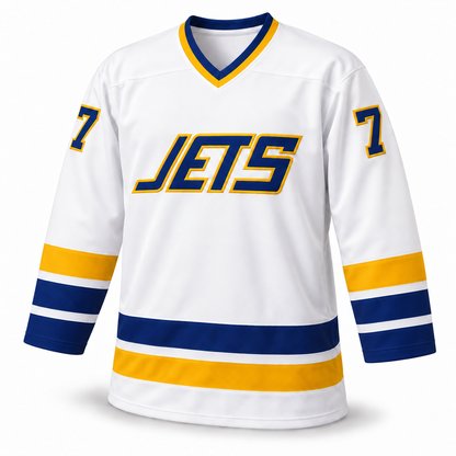 Johnstown Jets white jersey front mockup, number 7