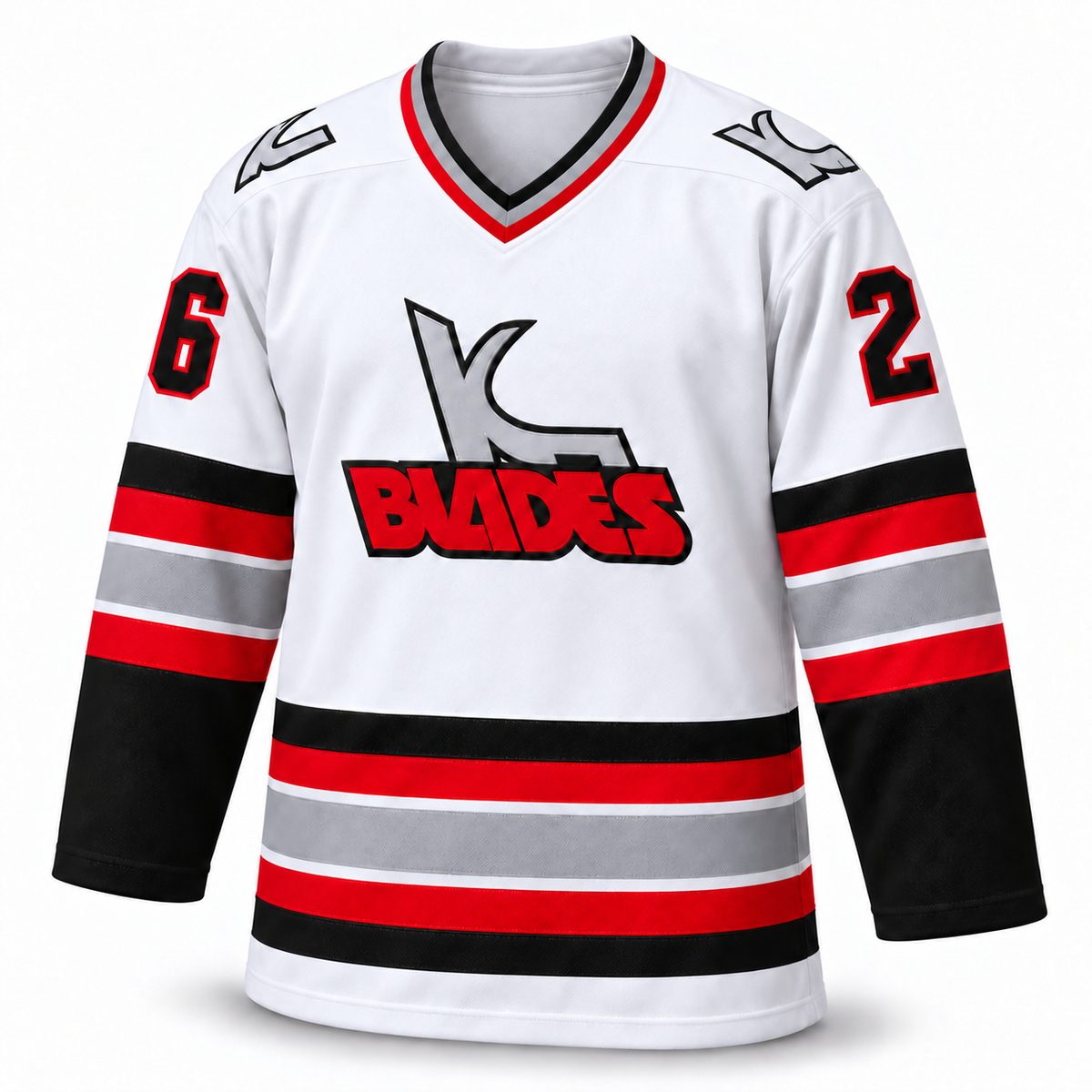 Kansas City Blades custom jersey, white front, number 26