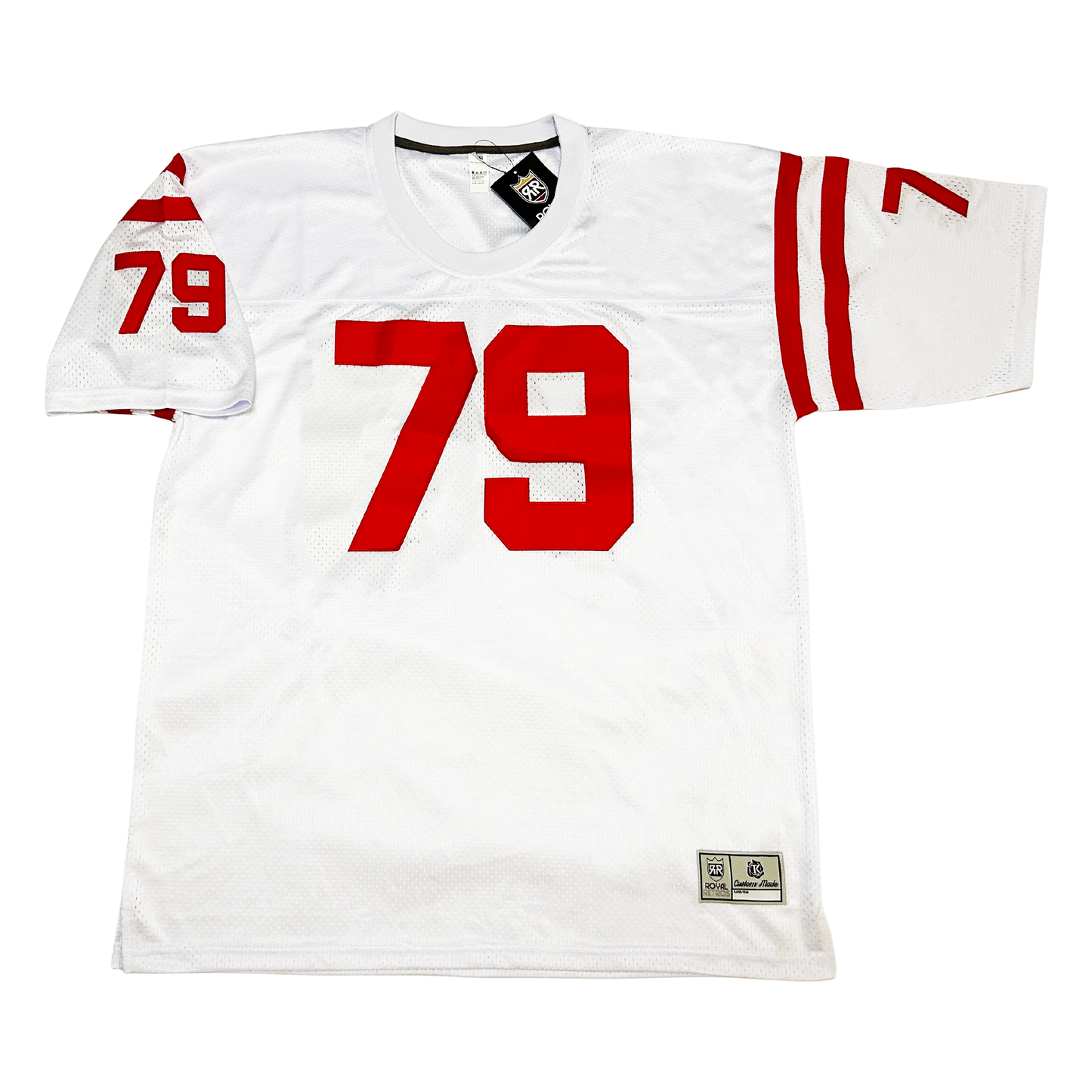 1960 Kezar Jersey San Francisco football white with red numbers #79 Royal Retros