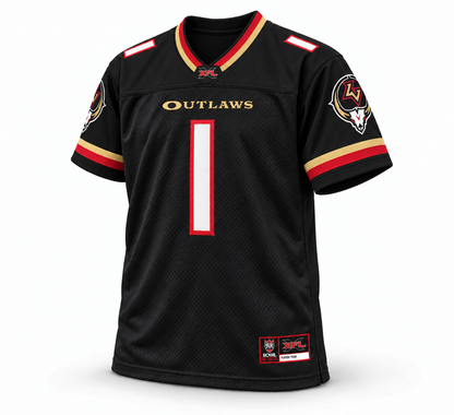 2001 Las Vegas Outlaws black front jersey mockup, custom number 1