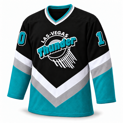 Las Vegas Thunder black jersey front mockup, number 10