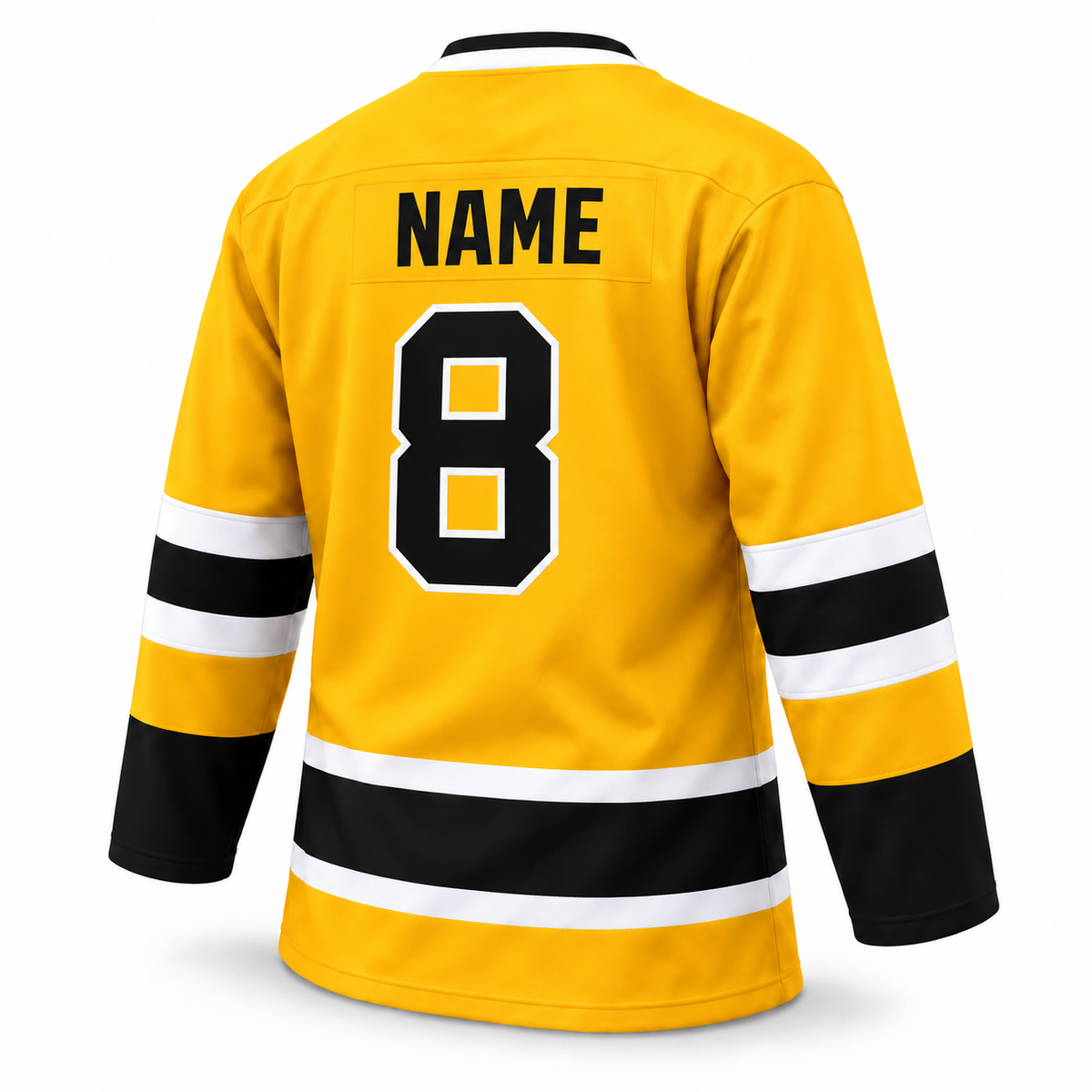 Los Angeles Blades yellow jersey back mockup with NAME above number 8. Approved turned template.