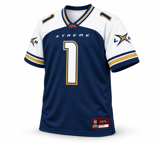 2001 Los Angeles Xtreme XFL Jersey – navy front custom number 1 mockup