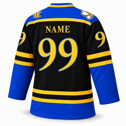Lubbock Cotton Kings black jersey back mockup, number 99, NAME personalization