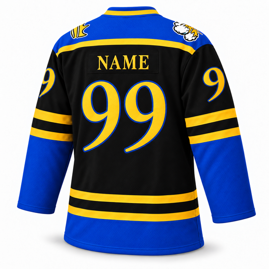 Lubbock Cotton Kings black jersey back mockup, number 99, NAME personalization