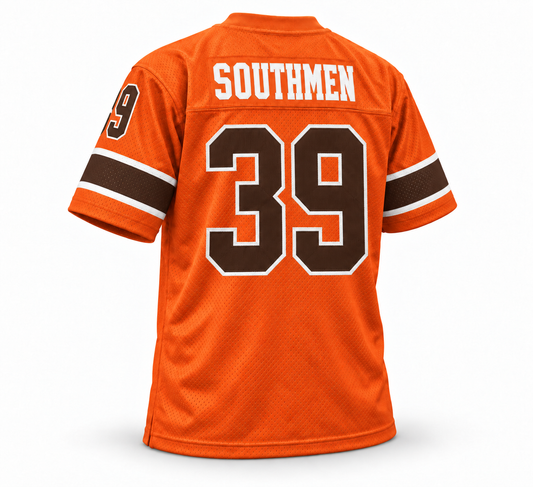 Memphis Grizzlies Southmen WFL jersey, orange back, white Southmen name and brown number 39
