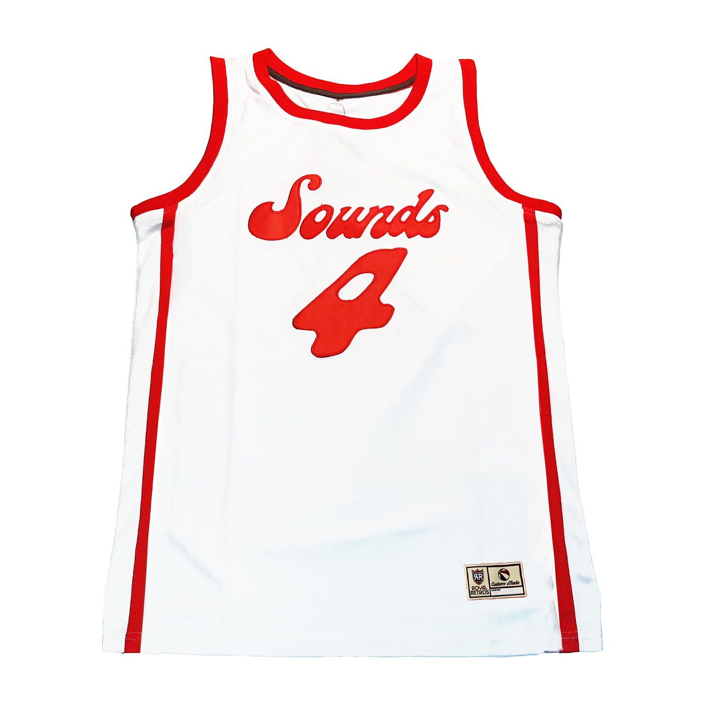 White Memphis Sounds Jersey with red trim for fans of Memphis Tams and Orleans Buccaneers