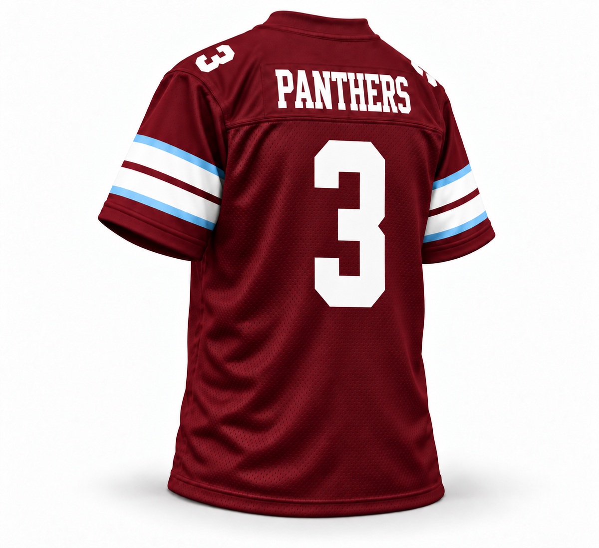 2022-23 Michigan Panthers USFL jersey maroon back, Panthers number 3