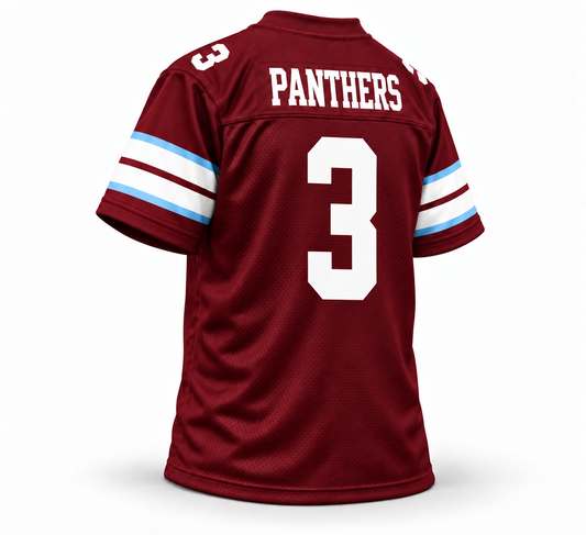 2022-23 Michigan Panthers USFL jersey maroon back, Panthers number 3