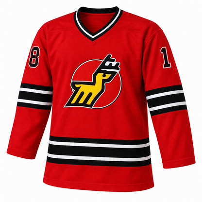Michigan Stags custom jersey — red front, number 18