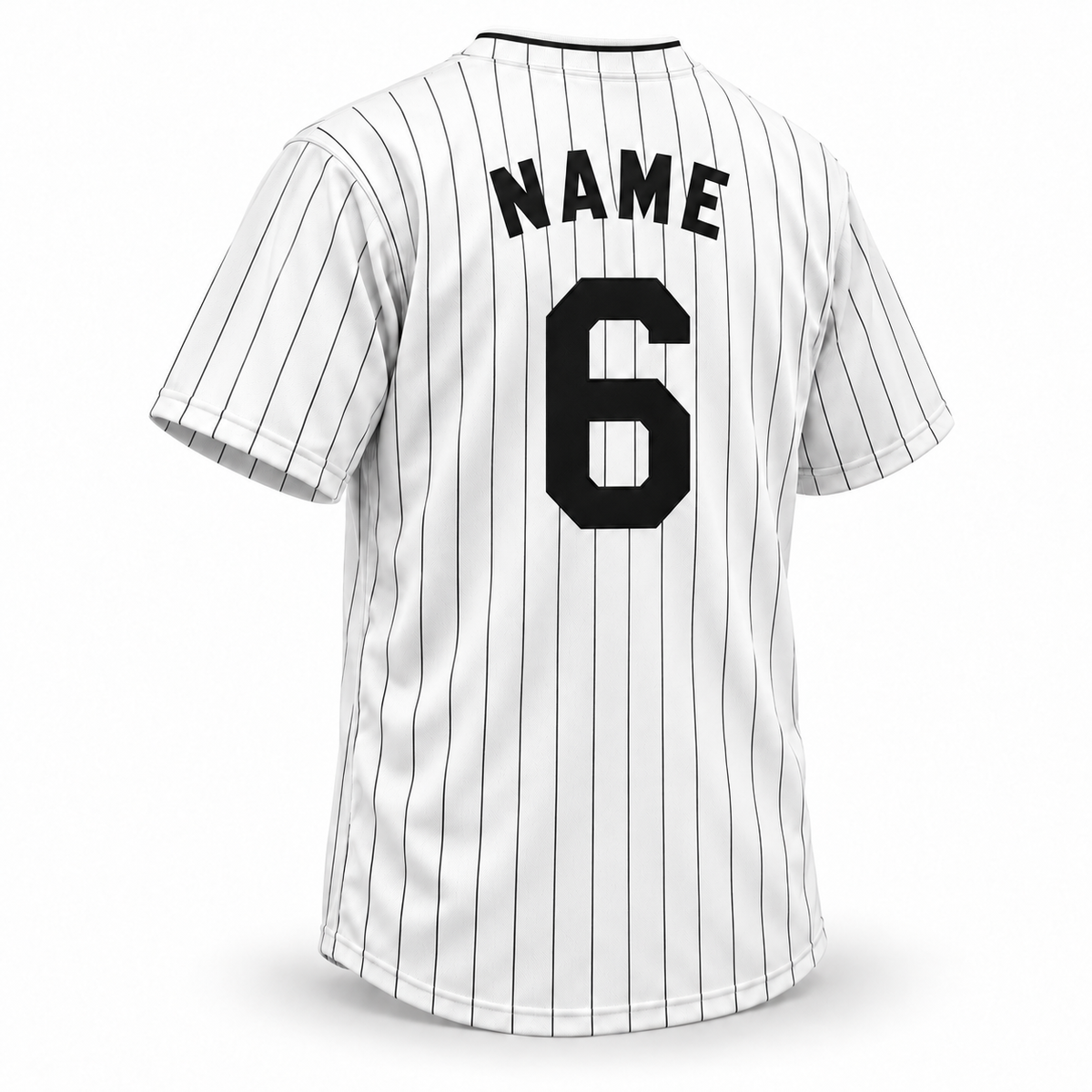 Milwaukee Bears NLB Jersey — White back mockup, block NAME and number 6. Royal Retros.