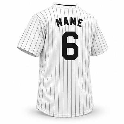 Milwaukee Bears NLB Jersey — White back mockup, block NAME and number 6. Royal Retros.