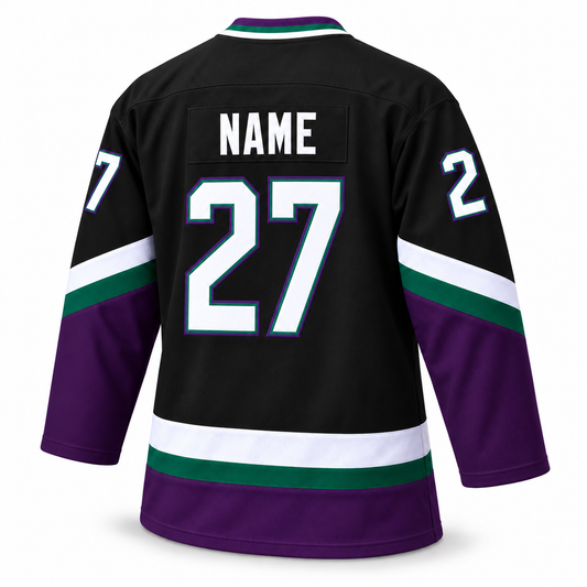 Minnesota Moose black jersey back mockup, NAME 27