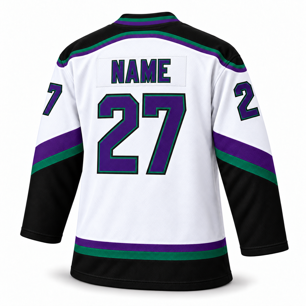 Minnesota Moose white jersey back mockup, NAME 27